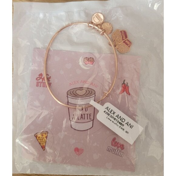 Alex and Ani Jewelry - Alex and Ani Latte Love Coffee Cup Charm Bangle Bracelet Rose Gold NWT